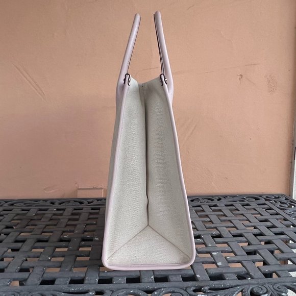 Michael Kors Mirella Large NS Canvas Tote Shoulder Satchel Bag Neutral Pink - Picture 3 of 10